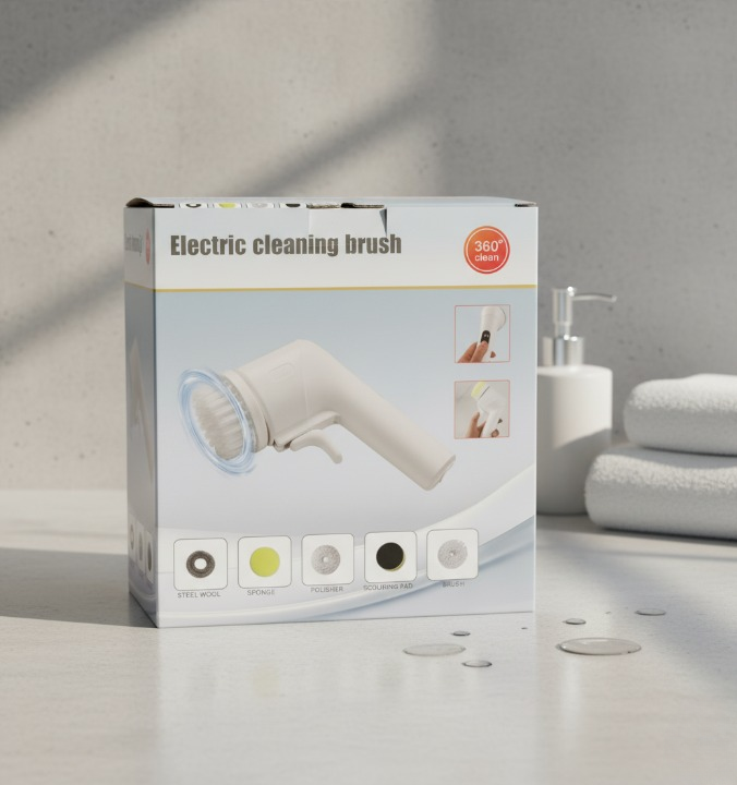 Electric Cleaning Brush with Multiple Attachments – 360° Rotating Scrubber