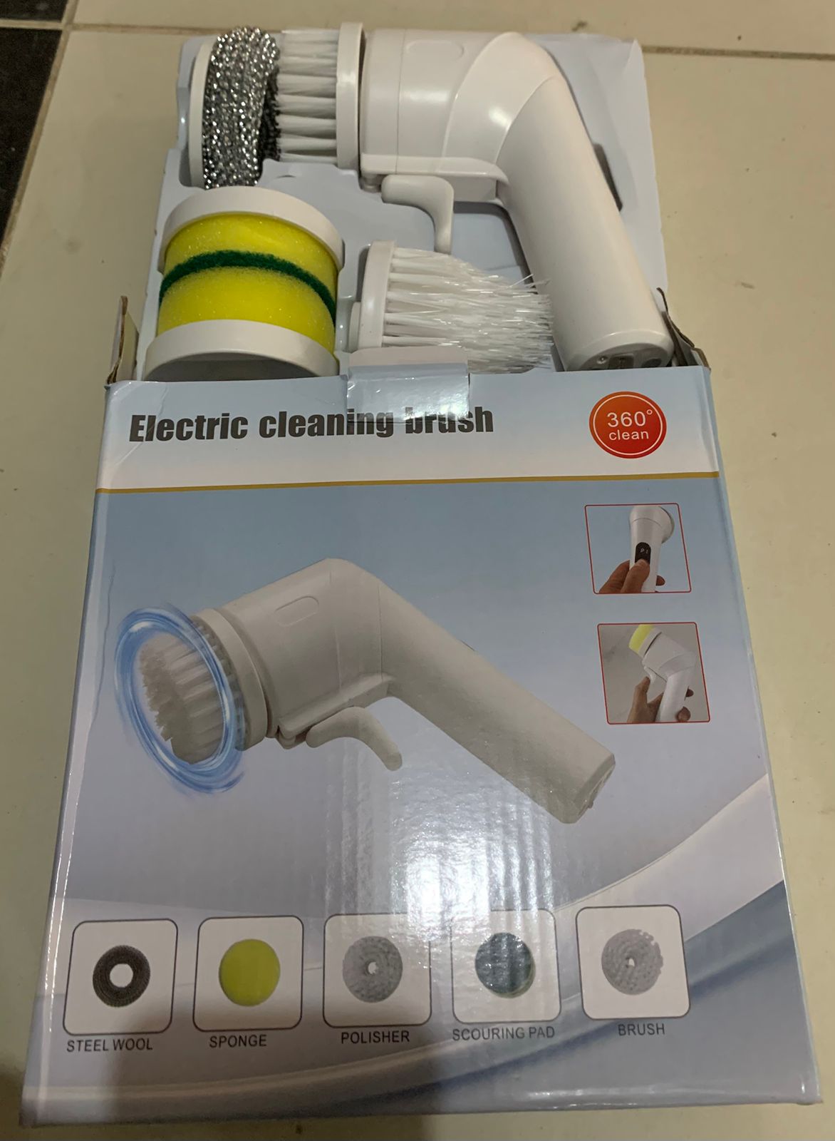 Electric Cleaning Brush with Multiple Attachments – 360° Rotating Scrubber