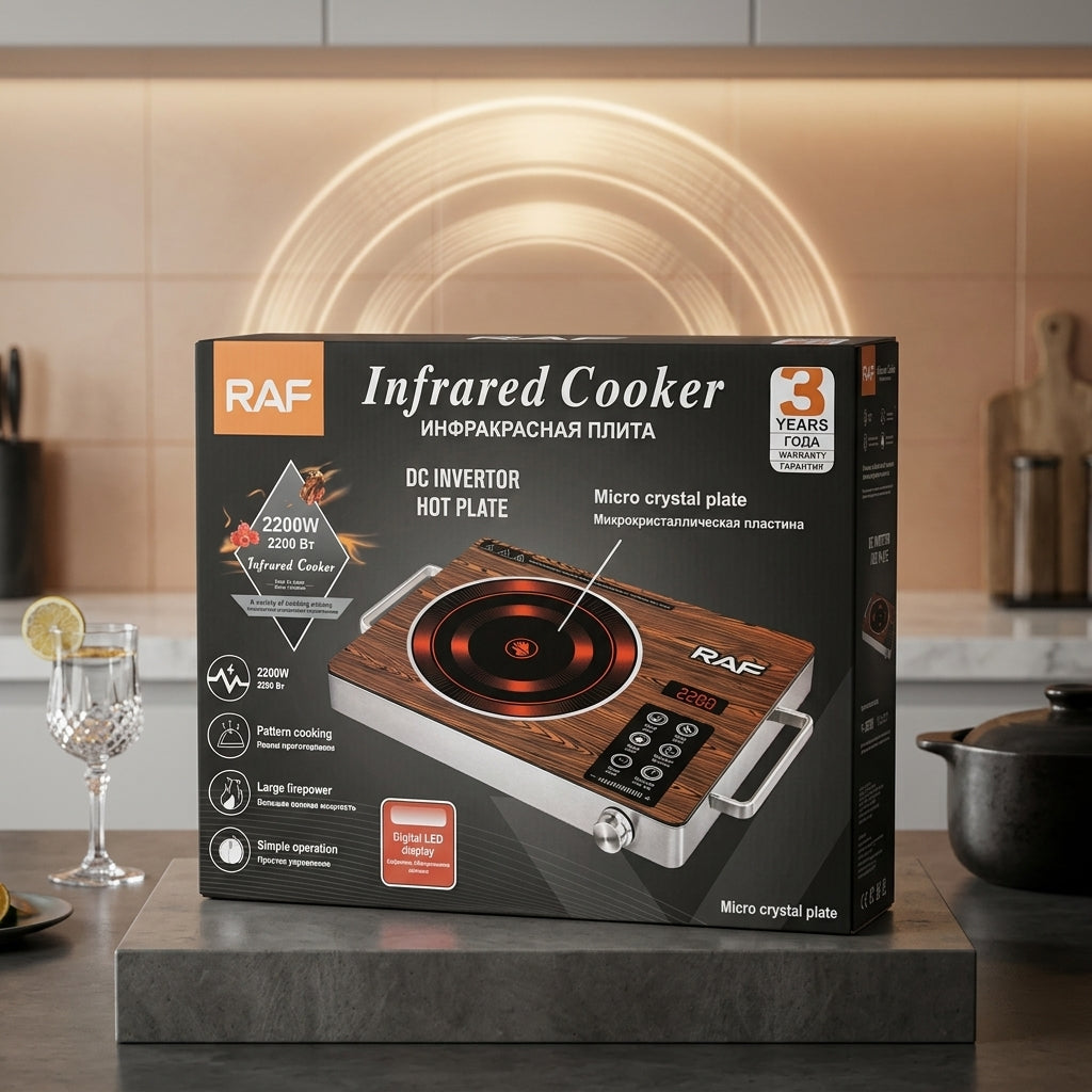 RAF 2200W Infrared Electric Cooker – Fast Heating Portable Electric Stove for Home & Kitchen