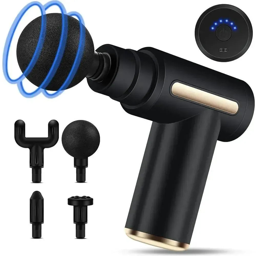 4-in-1 Massage Gun with 5 Speed Modes – Rechargeable Muscle Massager for Neck, Feet & Body
