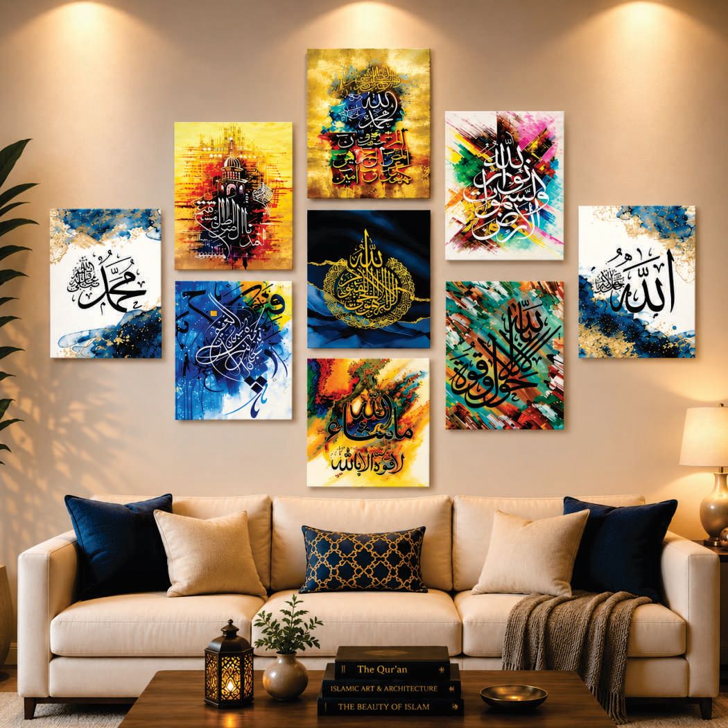 Set of 9 Premium Wall Art Photo Tiles – Modern Home Decor for Living Room & Bedroom (8 × 11 Inch)