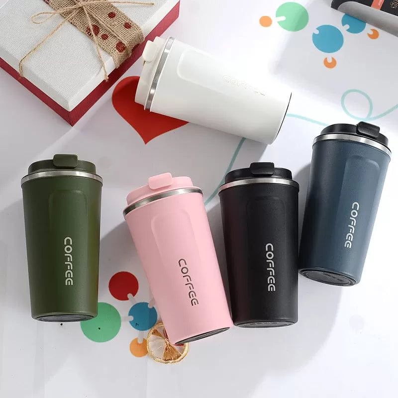 Premium 500ml Black Stainless Steel Coffee Cup – Reusable Travel Mug for Coffee & Tea
