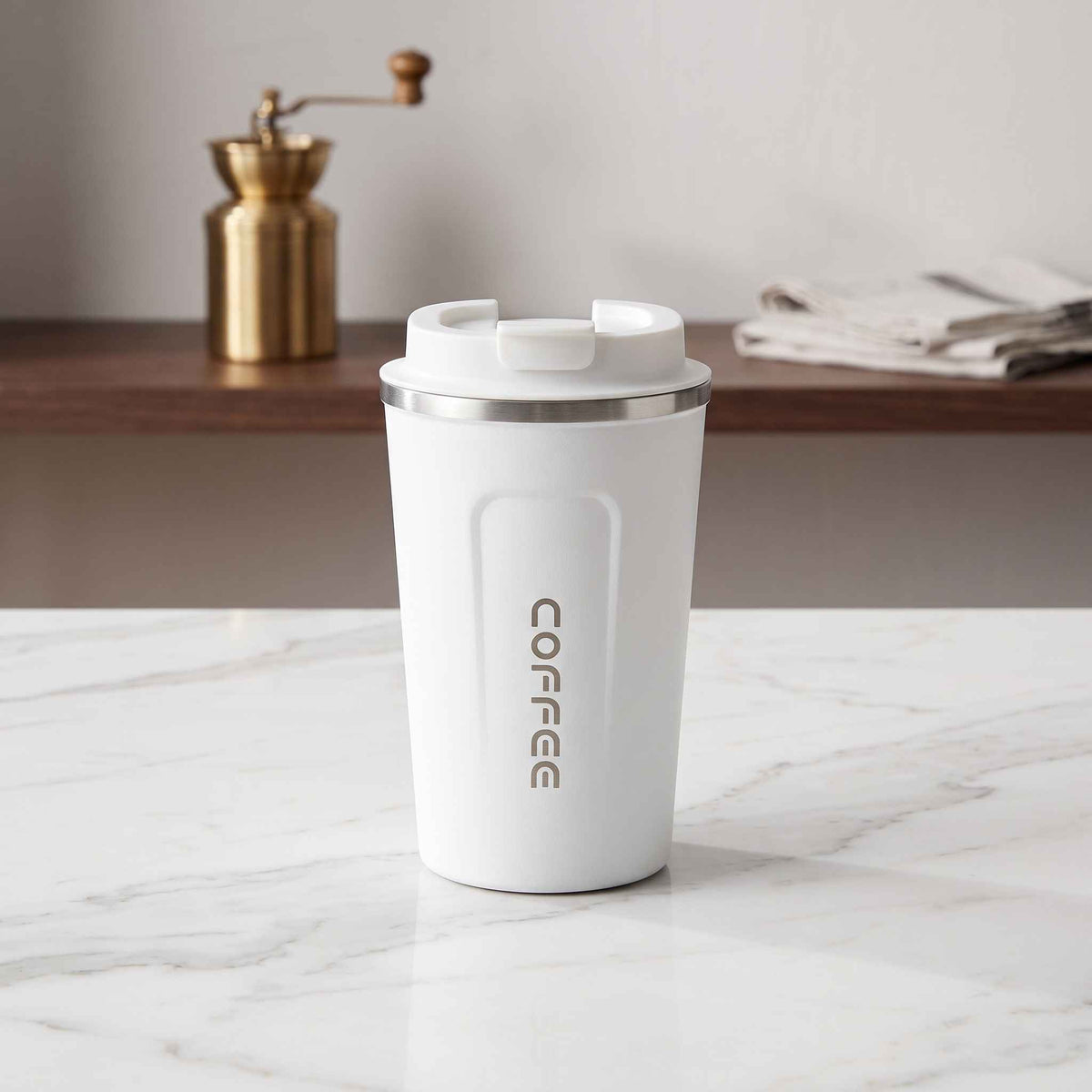 Premium 500ml Black Stainless Steel Coffee Cup – Reusable Travel Mug for Coffee & Tea