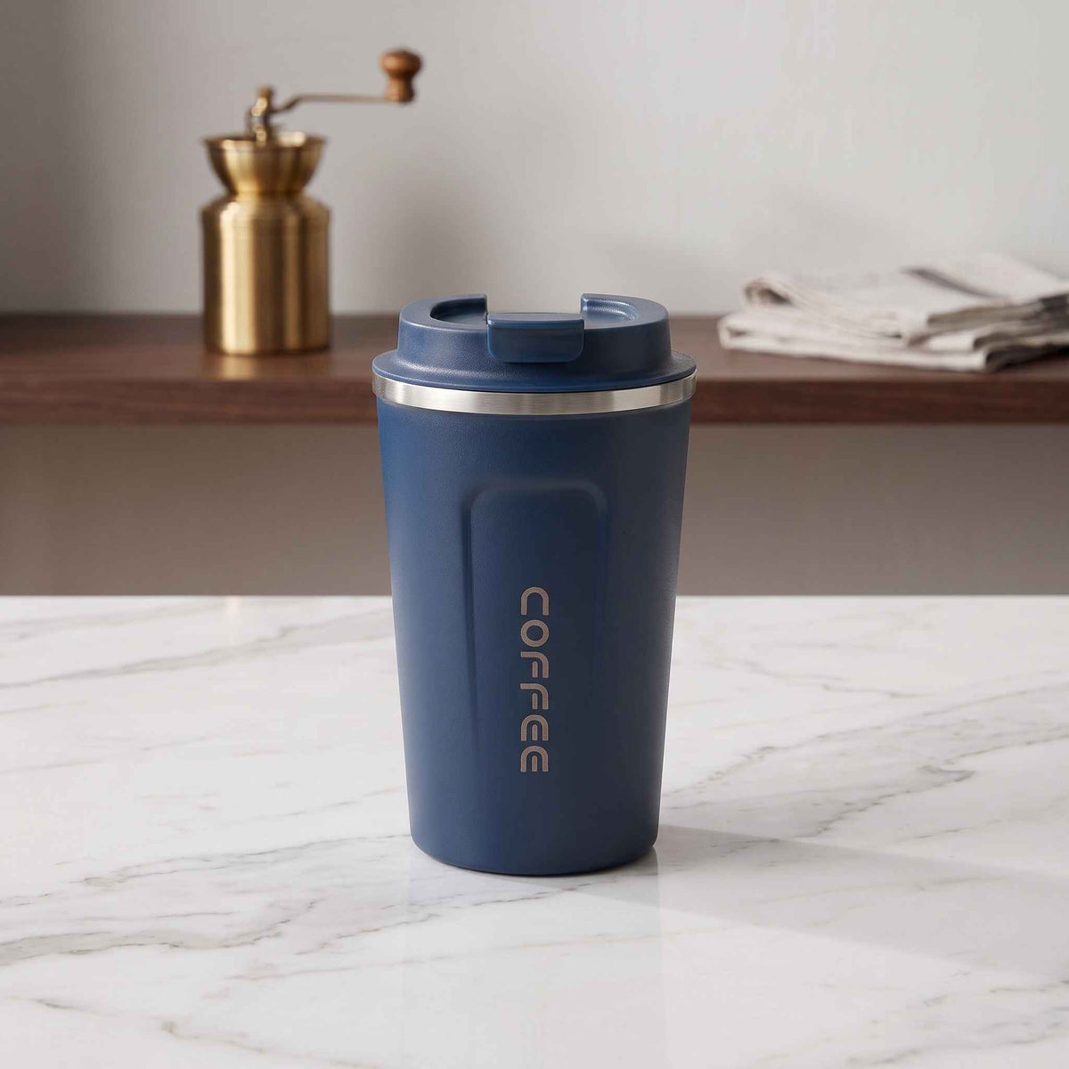 Premium 500ml Black Stainless Steel Coffee Cup – Reusable Travel Mug for Coffee & Tea