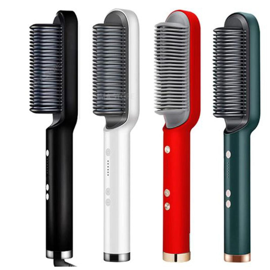 HQT-909B 2-in-1 Electric Hair Straightener & Curling Comb Brush