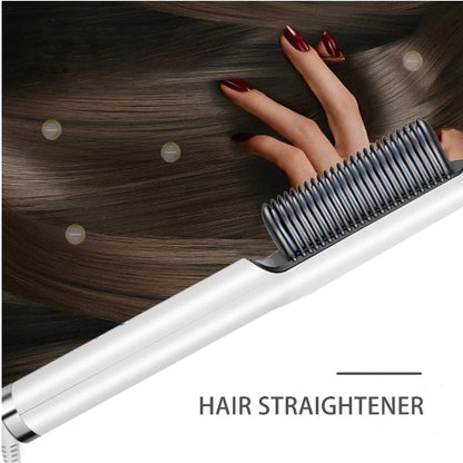 HQT-909B 2-in-1 Electric Hair Straightener & Curling Comb Brush