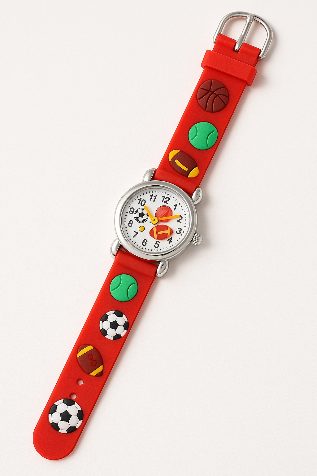 Cute Cartoon Football Kids Watch – Colorful Silicone Quartz Wristwatch for Boys & Girls (Random Color)