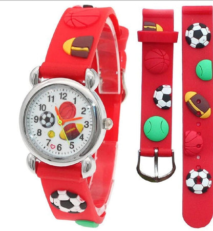 Cute Cartoon Football Kids Watch – Colorful Silicone Quartz Wristwatch for Boys & Girls (Random Color)