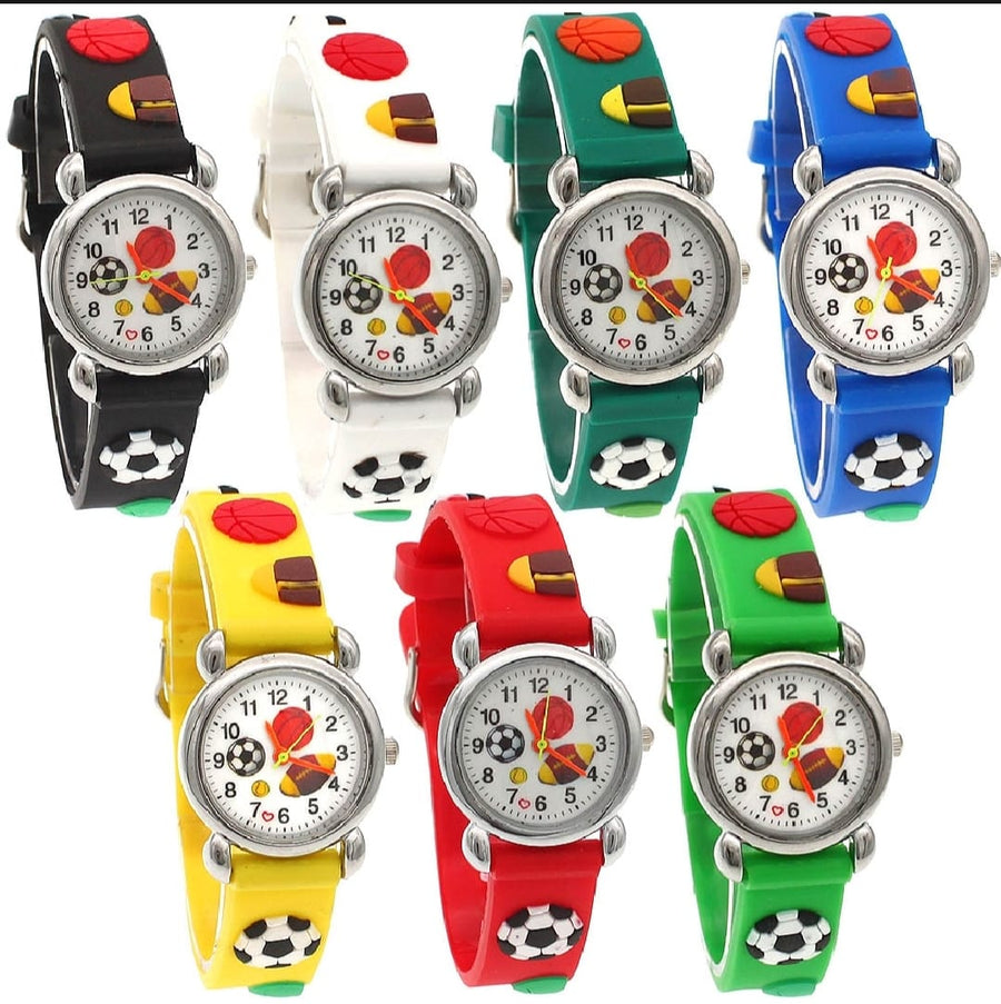 Cute Cartoon Football Kids Watch – Colorful Silicone Quartz Wristwatch for Boys & Girls (Random Color)