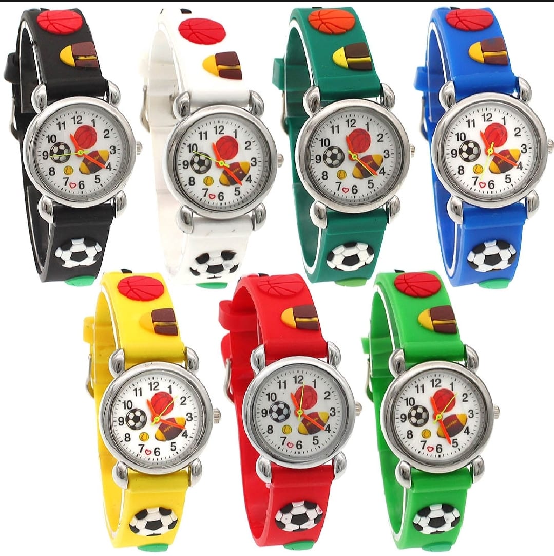 Cute Cartoon Football Kids Watch – Colorful Silicone Quartz Wristwatch for Boys & Girls (Random Color)