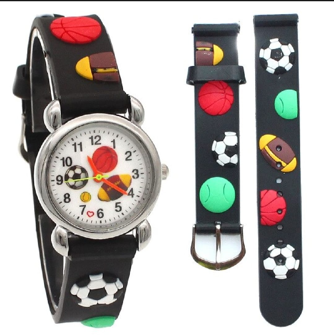 Cute Cartoon Football Kids Watch – Colorful Silicone Quartz Wristwatch for Boys & Girls (Random Color)