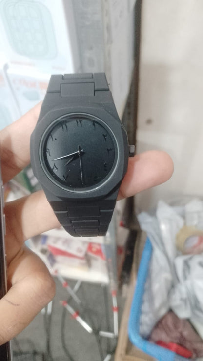 Full Black Aura Quartz Watch for Men – Lightweight Analog Wristwatch with Premium Finish (Without Box)
