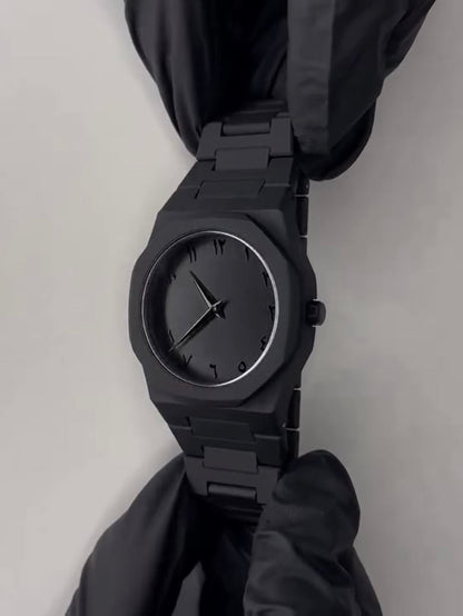 Full Black Aura Quartz Watch for Men – Lightweight Analog Wristwatch with Premium Finish (Without Box)