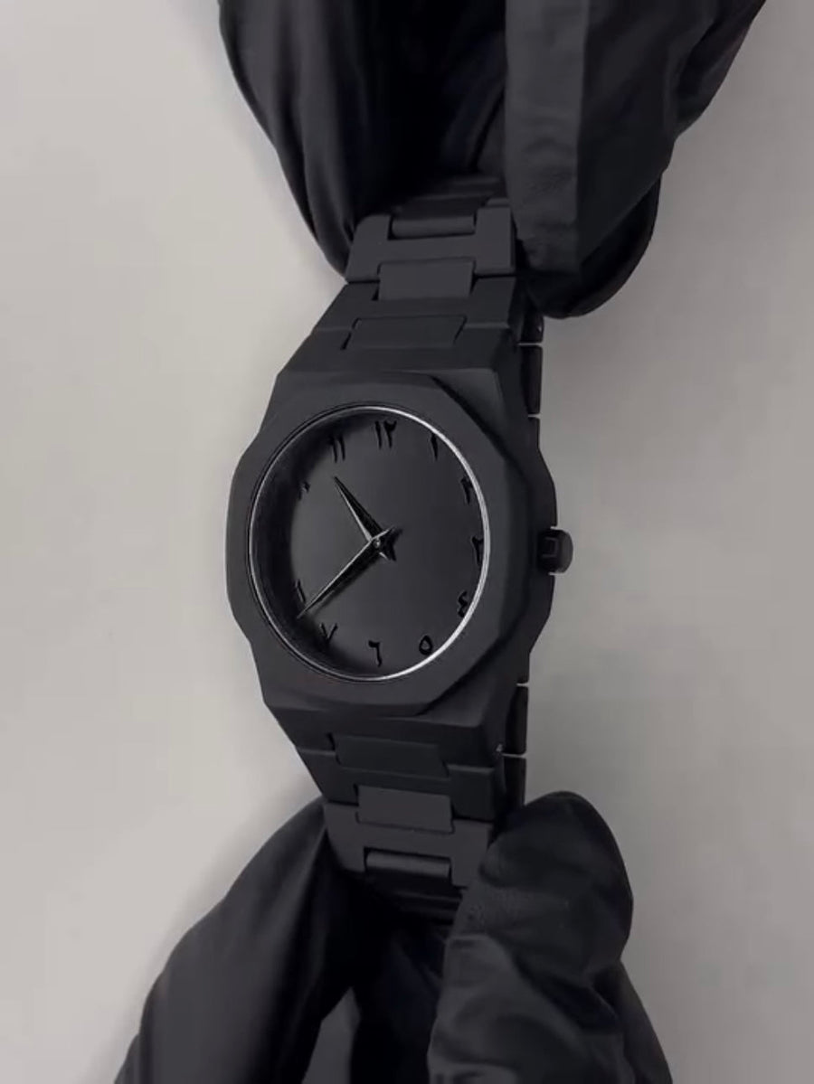 Full Black Aura Quartz Watch for Men – Lightweight Analog Wristwatch with Premium Finish (Without Box)