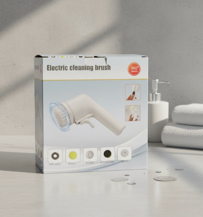 Electric Cleaning Brush with Multiple Attachments – 360° Rotating Scrubber