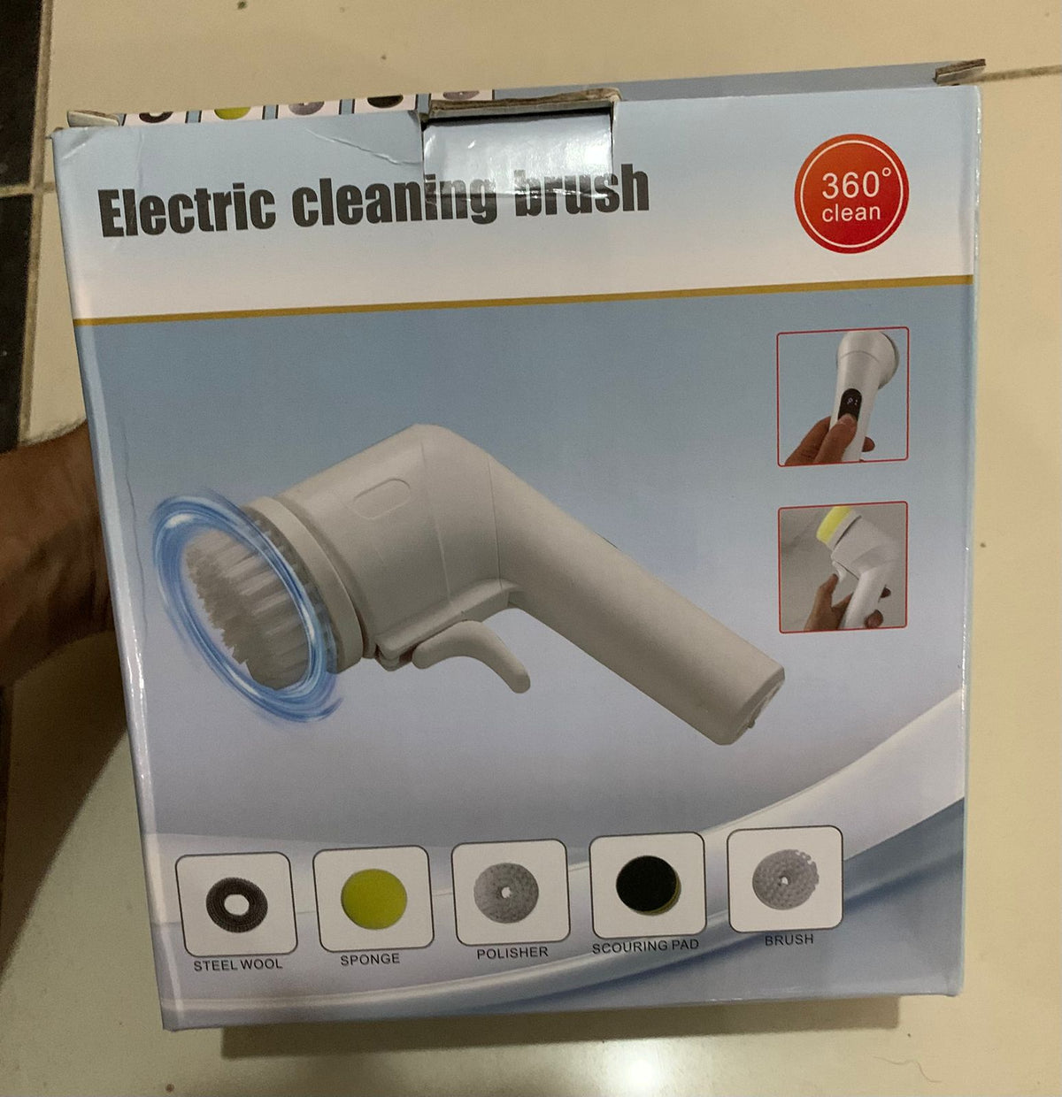 Electric Cleaning Brush with Multiple Attachments – 360° Rotating Scrubber
