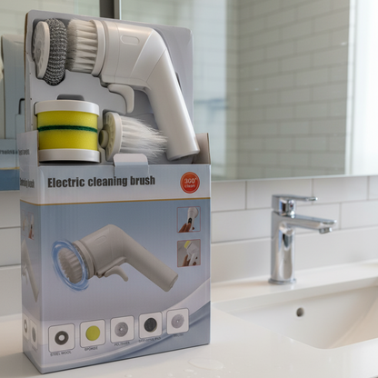 Electric Cleaning Brush with Multiple Attachments – 360° Rotating Scrubber