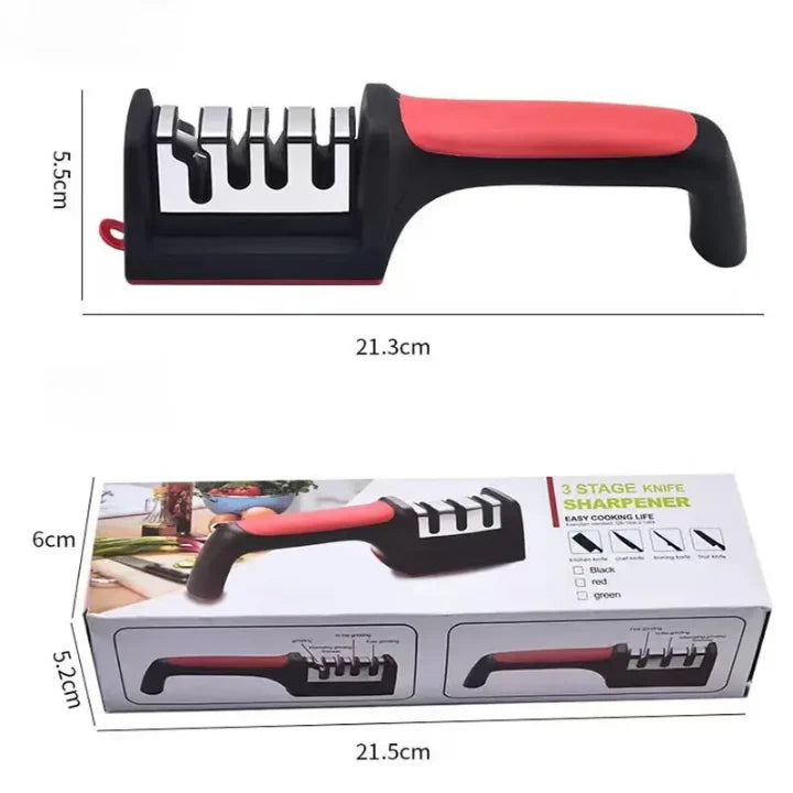3-in-1 Knife Sharpener Set with Ceramic Peeler – Diamond-Coated 3-Stage Kitchen Knife Sharpener