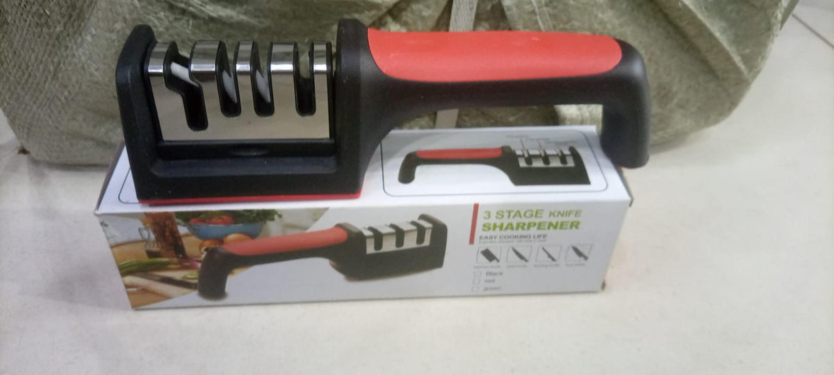 3-in-1 Knife Sharpener Set with Ceramic Peeler – Diamond-Coated 3-Stage Kitchen Knife Sharpener