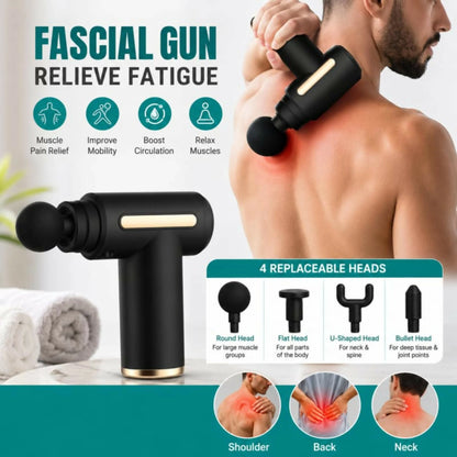4-in-1 Massage Gun with 5 Speed Modes – Rechargeable Muscle Massager for Neck, Feet & Body