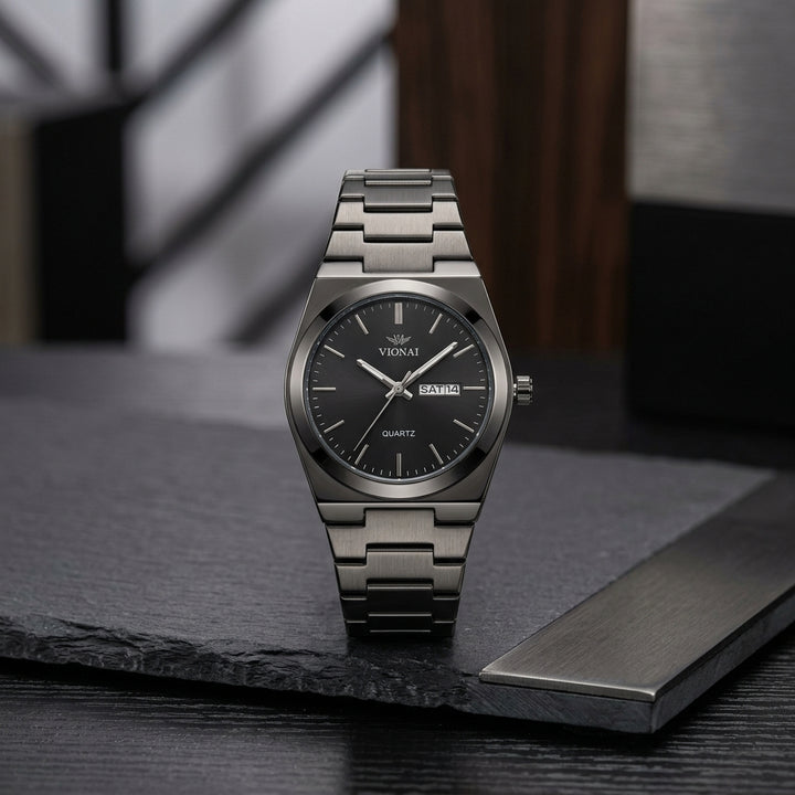 Wokai Men's Black Stainless Steel Watch – Stylish Everyday Wrist watch