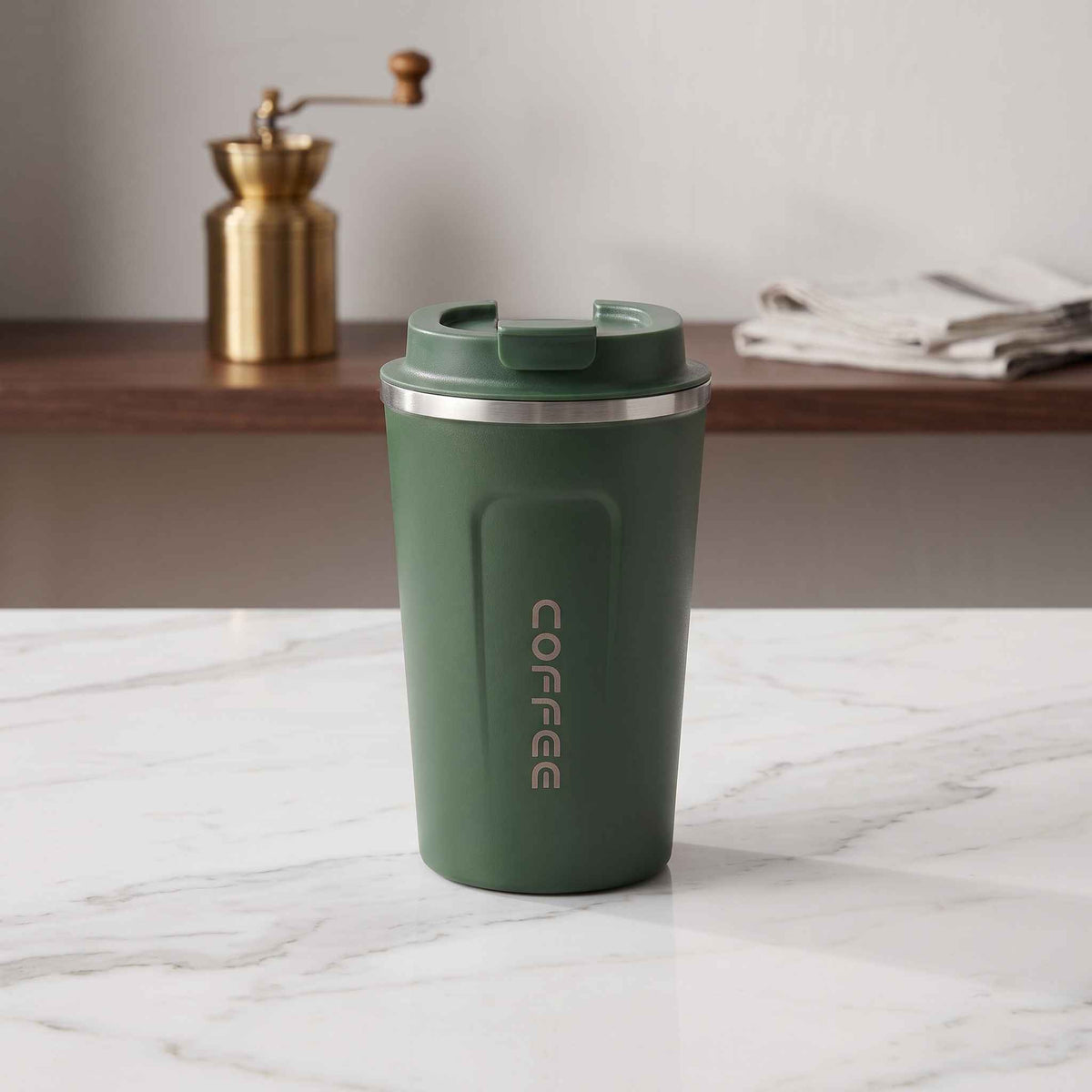 Premium 500ml Black Stainless Steel Coffee Cup – Reusable Travel Mug for Coffee & Tea