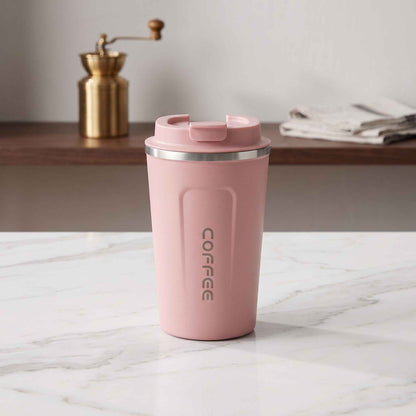 Premium 500ml Black Stainless Steel Coffee Cup – Reusable Travel Mug for Coffee & Tea